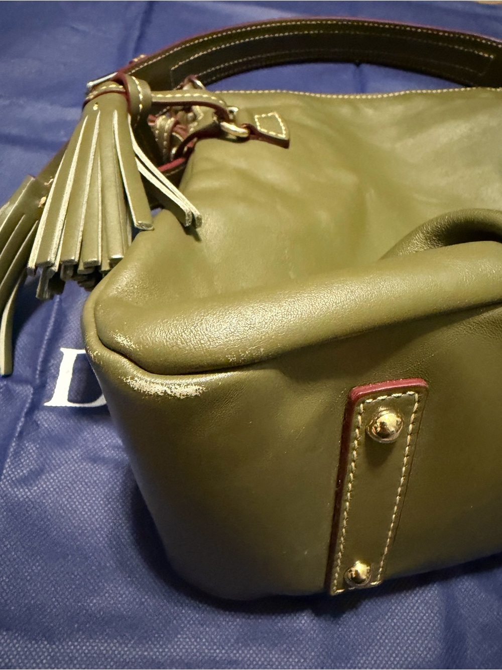 Dooney & Bourke Tassel Shoulder Bag - Olive Green - Picture 10 of 11